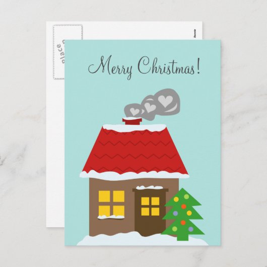 クリスマスコテージ雪の家カスタムの冬の休日 シーズンポストカード (正面/裏面)