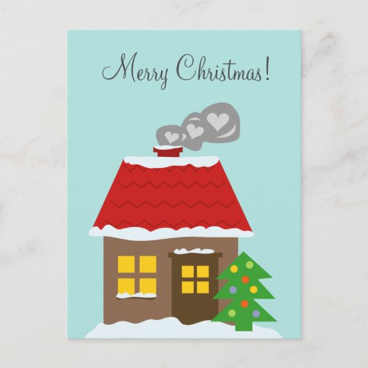 クリスマスコテージ雪の家カスタムの冬の休日 シーズンポストカード (正面)