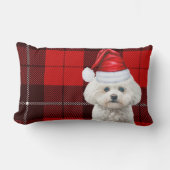 クリスマスコトンデチュライヤードグレッドホリデープレイド ランバークッション (正面)