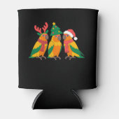 クリスマスコニュアパロットサンタ帽子マフラーもみの木 Xmas 缶クーラー (正面)