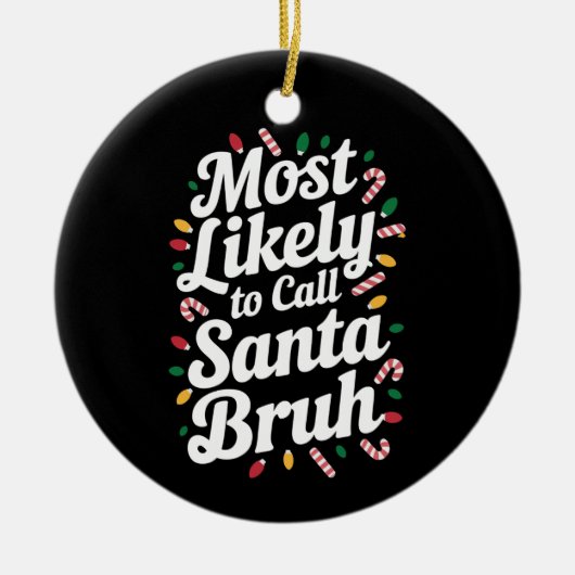 クリスマスコミントコールサンタブラクリスマスファミリー セラミックオーナメント (正面)