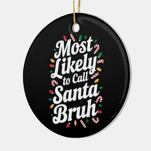 クリスマスコミントコールサンタブラクリスマスファミリー セラミックオーナメント (左)