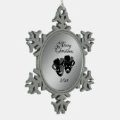 クリスマスコメディと悲劇のシアターマスク スノーフレークピューターオーナメント (左)