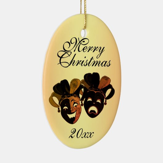 クリスマスコメディと悲劇のシアターマスク セラミックオーナメント (右)