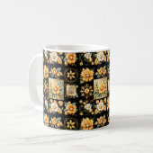 クリスマスコラージュと金ゴールドと白い花 コーヒーマグカップ (正面左)