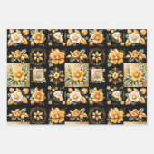 クリスマスコラージュと金ゴールドと白い花 ラッピングペーパーシート (正面)