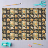 クリスマスコラージュと金ゴールドと白い花 薄葉紙 (クラフト)