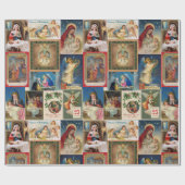 クリスマスコラージュのアンティークポストカードイエズエンジェル ラッピングペーパー (フラット)