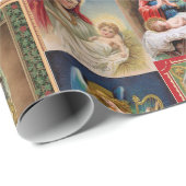 クリスマスコラージュのアンティークポストカードイエズエンジェル ラッピングペーパー (ロールコーナー)