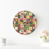 クリスマスコラージュのラウンドウォールクロックと数字 ラージ壁時計 (ホーム)