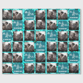 クリスマスコラージュ家族の写真の幾何学的ターコイズ ラッピングペーパー (フラット)