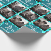 クリスマスコラージュ家族の写真の幾何学的ターコイズ ラッピングペーパー (角)