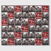 クリスマスコラージュ家族の写真幾何学赤 ラッピングペーパー (フラット)