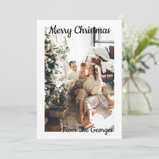 クリスマスコラージュ挨拶カード セーブザデート (スタンド正面)