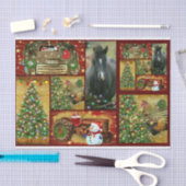 クリスマスコラージュ霜の降りたホースGMCトラックトラクター 薄葉紙 (クラフト)