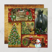 クリスマスコラージュ馬霜の降りたヴィンテージトラック シーズンカード (正面/裏面)