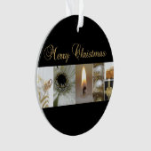 クリスマスコラージュ黒白と金ゴールド オーナメント (正面)