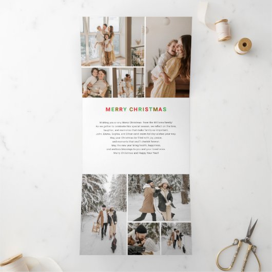 クリスマスコラージュ12枚の写真 三つ折りクリスマスカード (内部)
