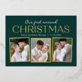 クリスマスコラージュ 本物のホイル ホリデー フォト カード (正面)