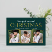 クリスマスコラージュ 本物のホイル ホリデー フォト カード (立ち正面)