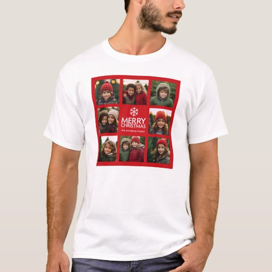 クリスマスコラージュ(赤と白) Tシャツ (正面)