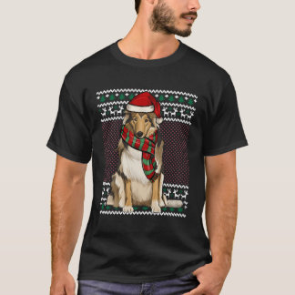クリスマスコリードッグサンタハット醜いクリスマス Tシャツ