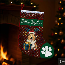 クリスマスコリー犬トナカイギフトグラフィック スモールクリスマスストッキング