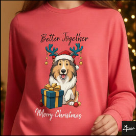 クリスマスコリー犬トナカイギフトグラフィック トライブレンドＴシャツ