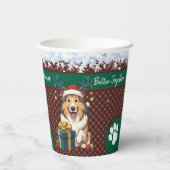 クリスマスコリー犬トナカイギフトグラフィック 紙コップ (裏面)
