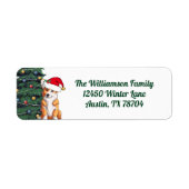 クリスマスコルギインサンタハットキュート差出人住所 ラベル (正面)