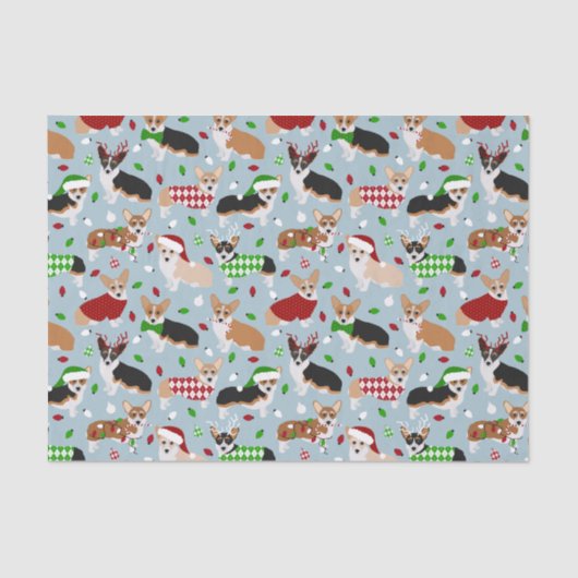 クリスマスコルギドッグスティッシュペーパー 薄葉紙 (正面)