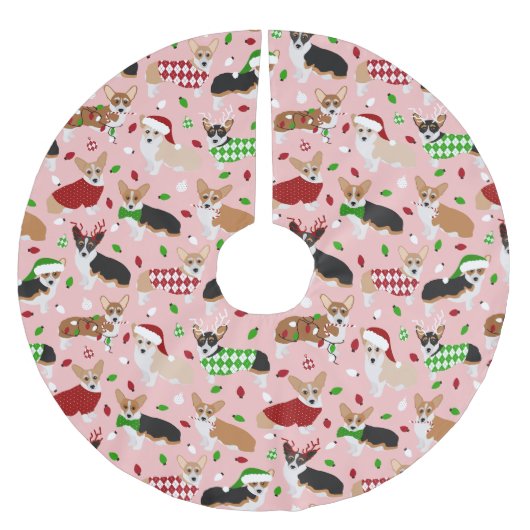 クリスマスコルギドッグスブラッシュポリエステルツリースカート ブラッシュドポリエステルツリースカート (正面)