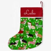 クリスマスコルギドッグス名前をカスタムする スモールクリスマスストッキング (裏面)