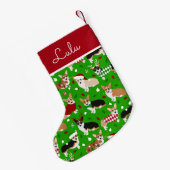 クリスマスコルギドッグス名前をカスタムする スモールクリスマスストッキング (裏面 (吊り時))