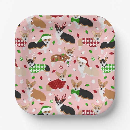 クリスマスコルギドッグス紙プレート ペーパープレート (正面)