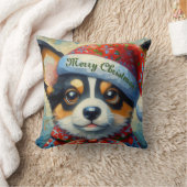 クリスマスコルギドッグパピーサンタハットシーズンレッド クッション (ブランケット)