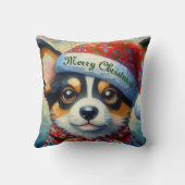 クリスマスコルギドッグパピーサンタハットシーズンレッド クッション (裏面)