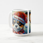 クリスマスコルギドッグパピーw/サンタハット コーヒーマグカップ (正面左)