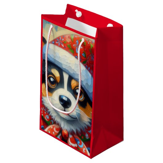 クリスマスコルギドッグパピーw/サンタハット スモールペーパーバッグ (正面アングル)