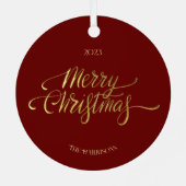 クリスマスコルギドッグペット名前をカスタムする メタルオーナメント (裏面)