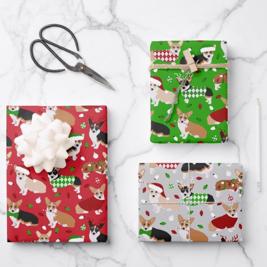クリスマスコルギドッグ ラッピングペーパーシート (正面)