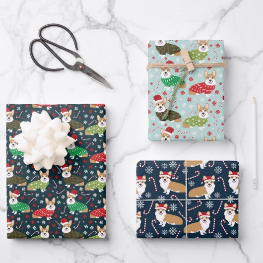 クリスマスコルギドッグ ラッピングペーパーシート (正面)