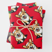 クリスマスコルギ、アヒルとアライグマ3ピクセル芸術 ラッピングペーパーシート (インサイチュ)