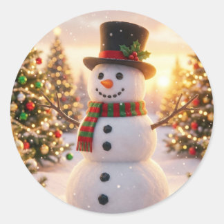 クリスマスコレクションの雪だるまステッカー ラウンドシール