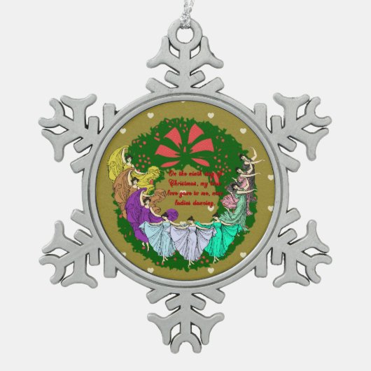 クリスマスコレクションの12の日:9日目 スノーフレークピューターオーナメント (正面)