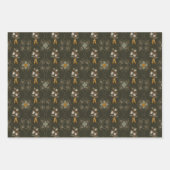 クリスマスコレクション |ホリストライプー・ラップ，フローラ ラッピングペーパーシート (正面2)