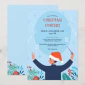 クリスマスコンサート青い招待状 招待状 (正面/裏面)