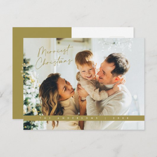 クリスマスコンテンポラリーの挨拶、家族の写真 ポストカード (正面/裏面)