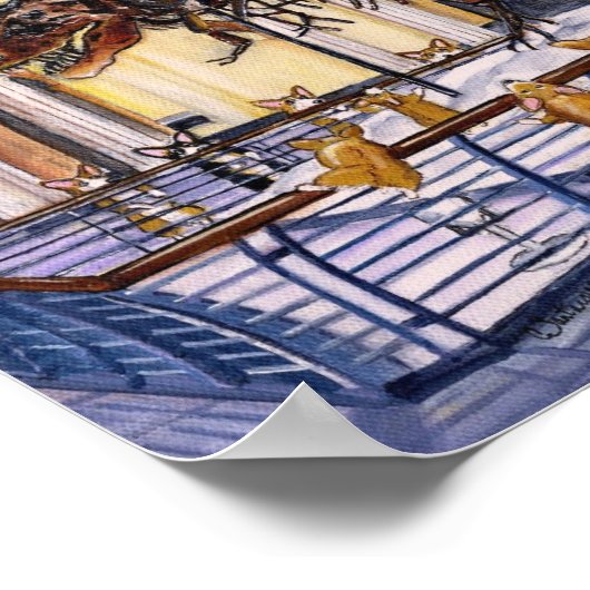 クリスマスコーギのボドギーボーンボナンザアートプリント ポスター (角)