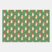クリスマスコーギドッグペットキャンディケーンクリスマス ラッピングペーパーシート (正面)
